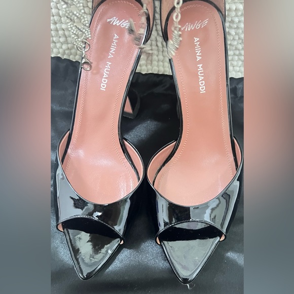 Amina Muaddi Patent Leather Flacko Sandals 95 - Picture 7 of 9